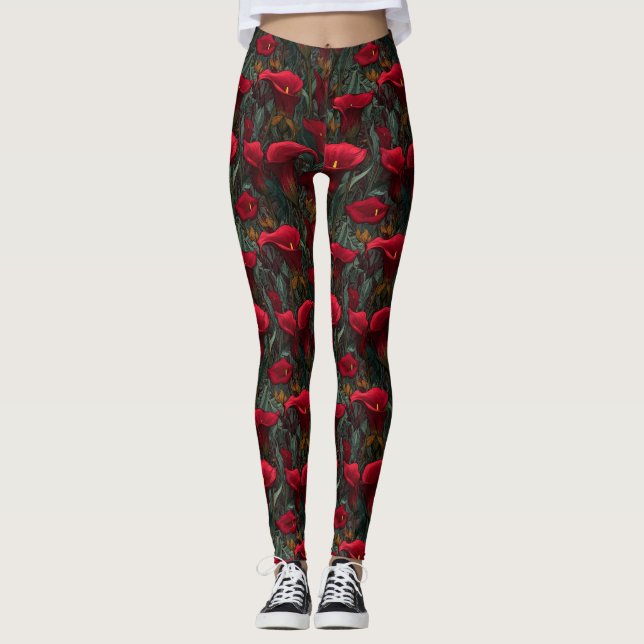 Calla Lilies kronblad valentinpresenter Capri Yoga Leggings (Framsida)