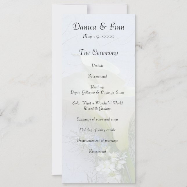 Calla lilies med nigella och lagrar blommor inbjudningar (Framsida)