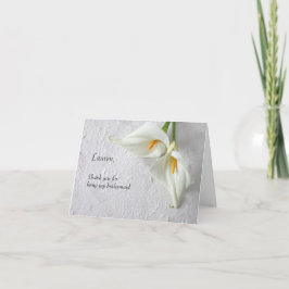 Calla lilies med rum för text tack kort