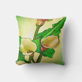 Calla Lilies mot en Grönt Ombre Kudde