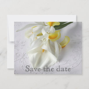 Calla lilies och iris spara datumet