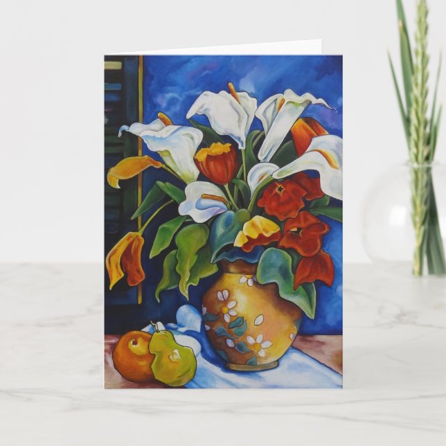 Calla Lilies och Poppies Greeting Card Kort (Framsida)