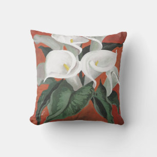 Calla Lilies på en röd bakgrund Kudde