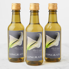 Calla lilies på grått bröllop vinetikett