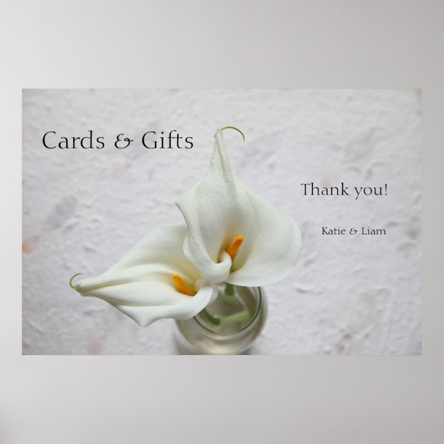 Calla lilies på texturerad bakgrund bröllop poster (Framsidan)