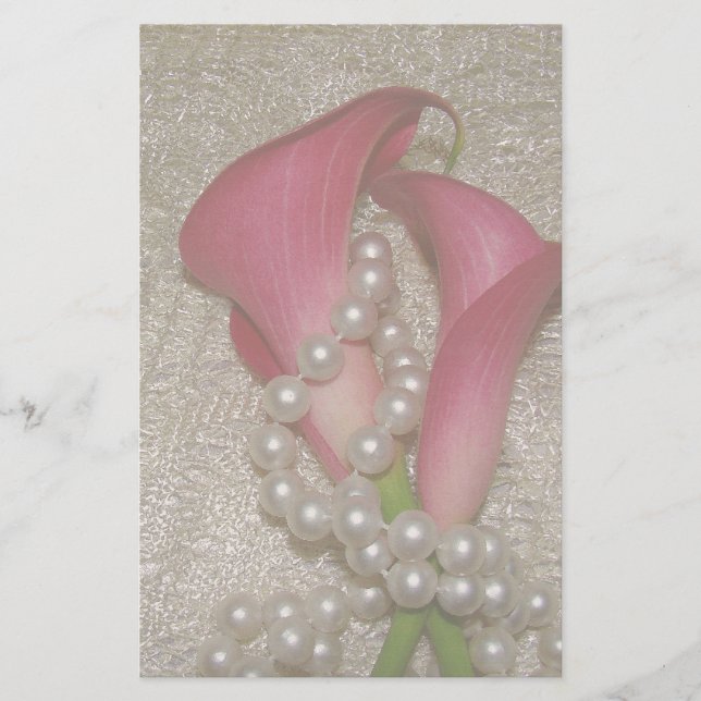 Calla Lilies & Pearls Stationery Brevpapper (Framsida)
