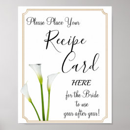 Calla Lilies Recipe Cards möhippa-spelskylt Poster