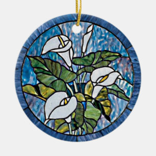 Calla Lilies Stain Glass look Julgransprydnad Keramik