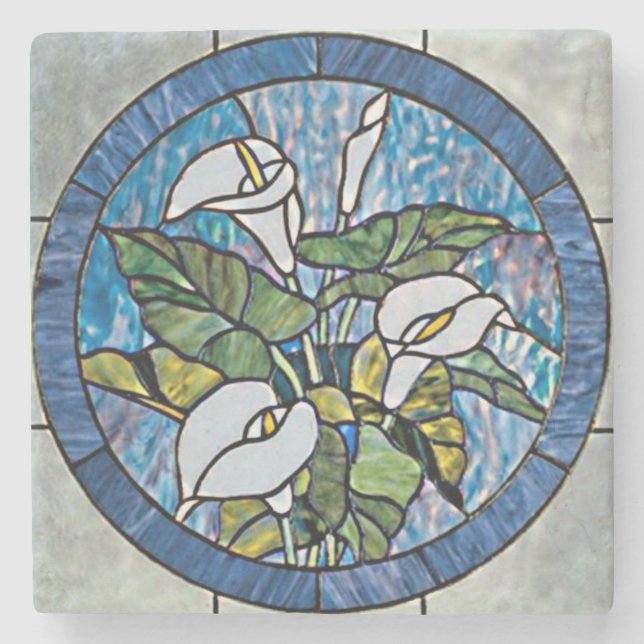 Calla Lilies Stain Glass look Stenunderlägg (Framsidan)