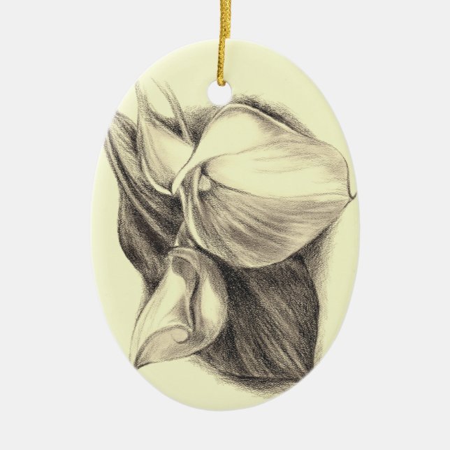 Calla Lilies Teckning Julgransprydnad Keramik (Framsidan)