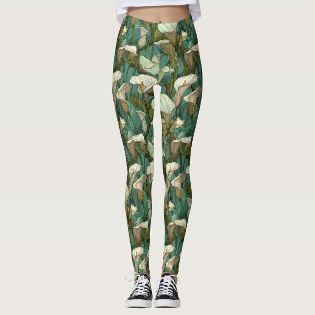 Calla Lilies Tema Bröllopsgåva Idéer  Atletisk Pa Leggings (Framsida)