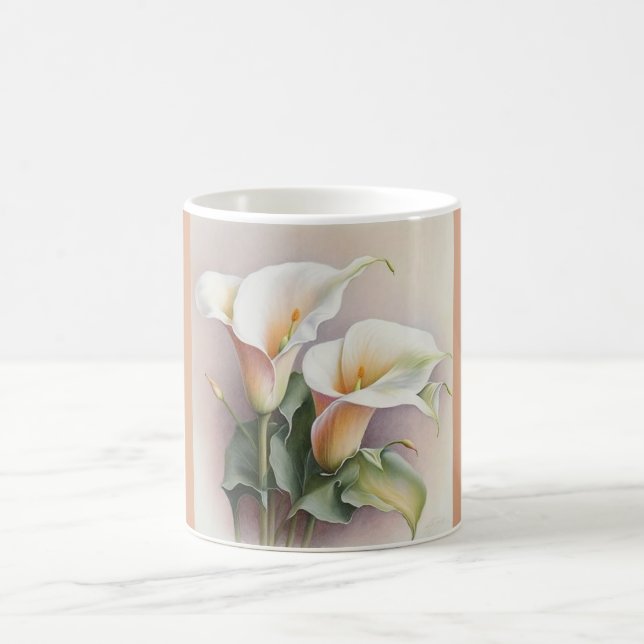 Calla lilies vattenfärg kaffemugg (Center)