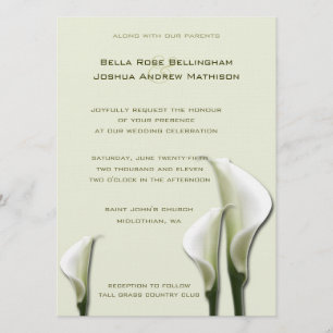 Calla Lilies White Wedding bjudande Inbjudningar