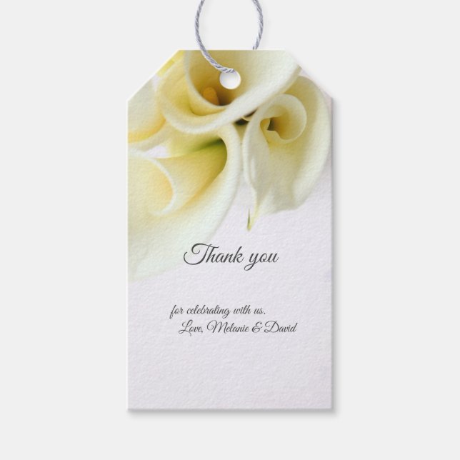 Calla lilies with text space presentetikett (Framsidan)