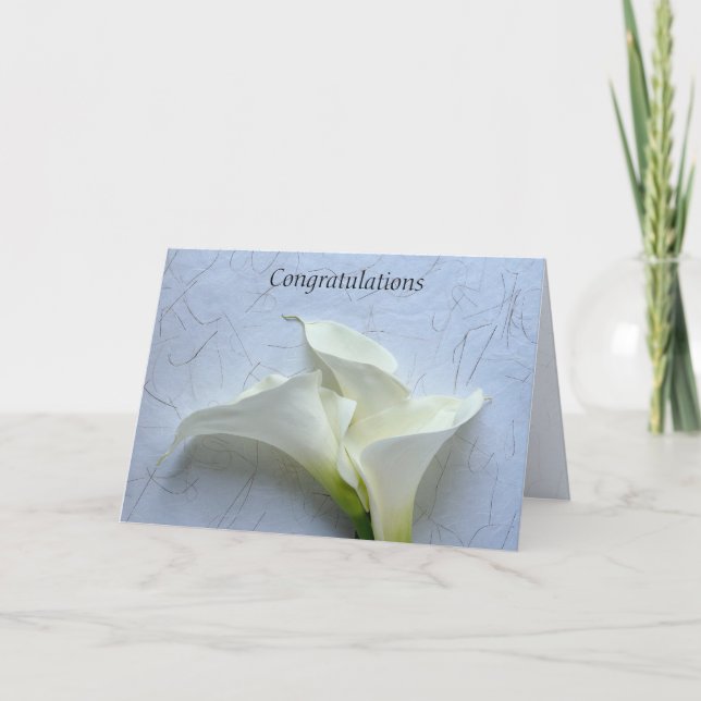 Calla lilior på dekorativ bakgrund bröllop kort (Framsida)