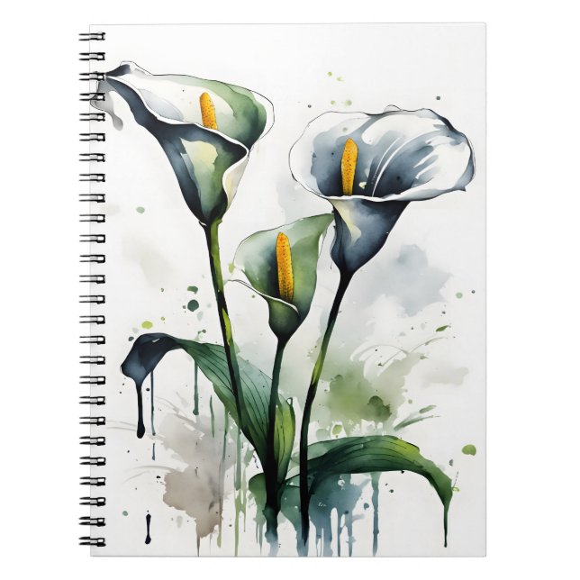 Calla lilja - Akvarellblommor Anteckningsbok (Framsidan)