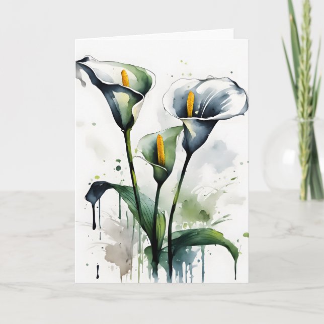Calla lilja - Akvarellblommor Kort (Framsida)