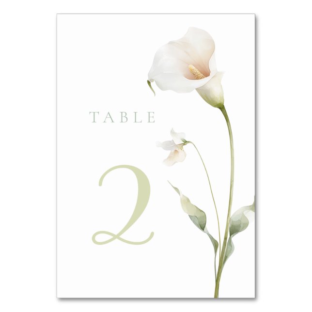 Calla lilja bord 2 bordsnummer (Framsidan)
