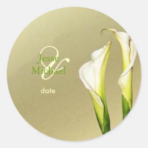 Calla Lillies bröllopsmärken Runt Klistermärke