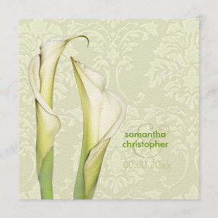 Calla lillies/elfenbensdammens bröllopsinbjudninga inbjudningar