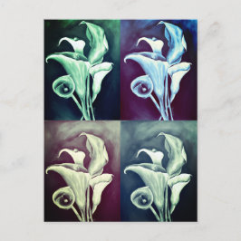 Calla Lilly Modern Vintage Retro Mönster Vykort
