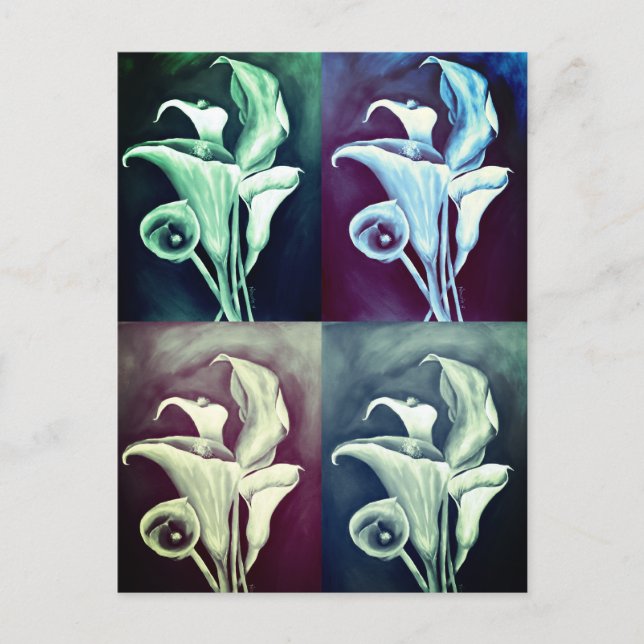 Calla Lilly Modern Vintage Retro Mönster Vykort (Framsida)