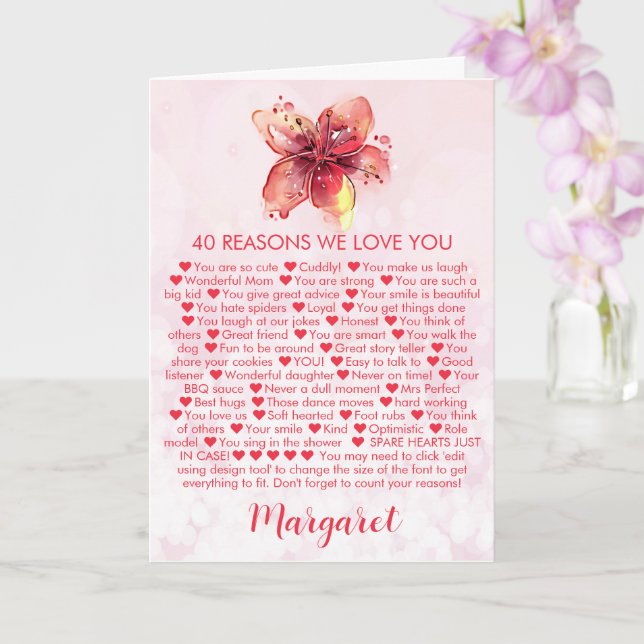 Calla Lilly Reasons från 40: e födelsedagen Kort (Orkide)