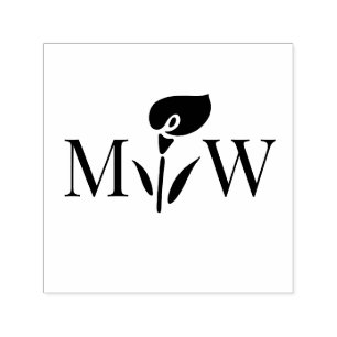 Calla Lily #2 Par Wedding 2 Initial Monogram Självfärgande Stämpel