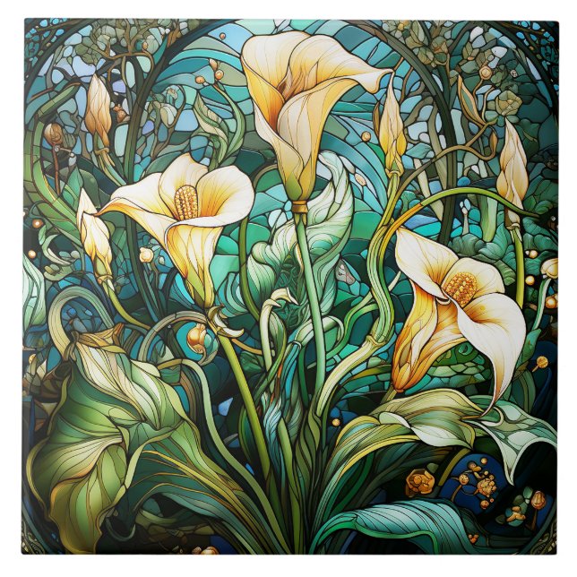 Calla Lily Art nouveau Deco Kakelplatta (Framsidan)