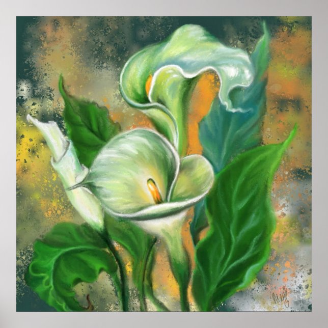 Calla Lily Blomma Affisch Målning (Framsidan)