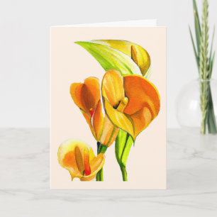 Calla lily blommar vattencolor blommigt kort