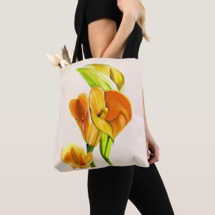 Calla lily blommar vattencolor blommigt tygkasse