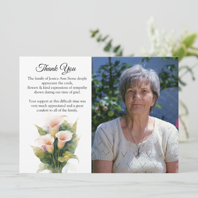Calla Lily Blommig Begravning Död Tack  Inbjudningar (Stående Fram)