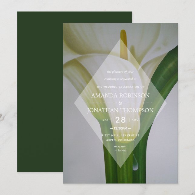 Calla Lily Blommig Vårbröllopsinbjudan Inbjudningar (Fram/baksida)