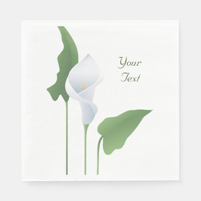 Calla Lily Blommigt Anpassningsbar Papper Napkins Pappersservett (Framsidan)