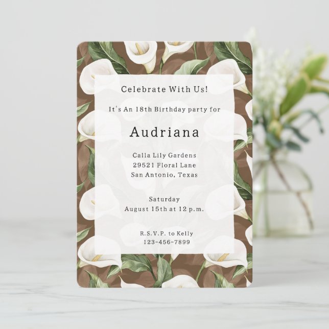 Calla Lily Blommigt Birthday Inbjudningar (Stående Fram)