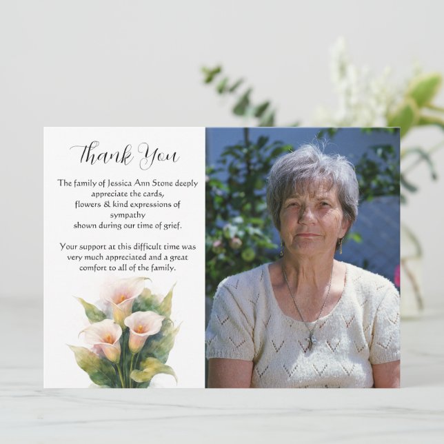 Calla Lily Blommor Begravning Död Tack  Inbjudningar (Stående Fram)
