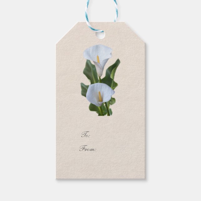 Calla Lily Blommor Blommig Elegant Bröllops- Presentetikett (Framsidan)