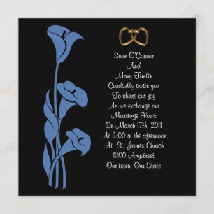 Calla Lily Blue på svart inbjudan