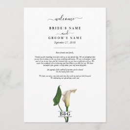 Calla Lily Botanical Bröllop Itinerary Program
