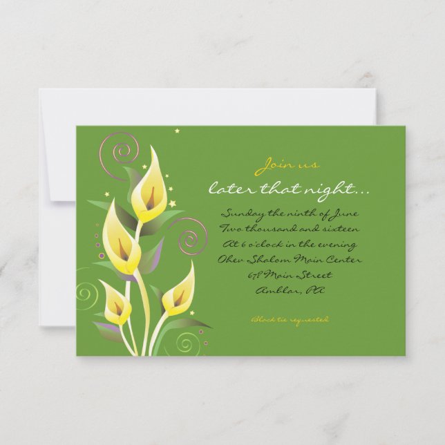 Calla Lily bröllopsinbjudan Flower Party Card Inbjudningar (Framsida)