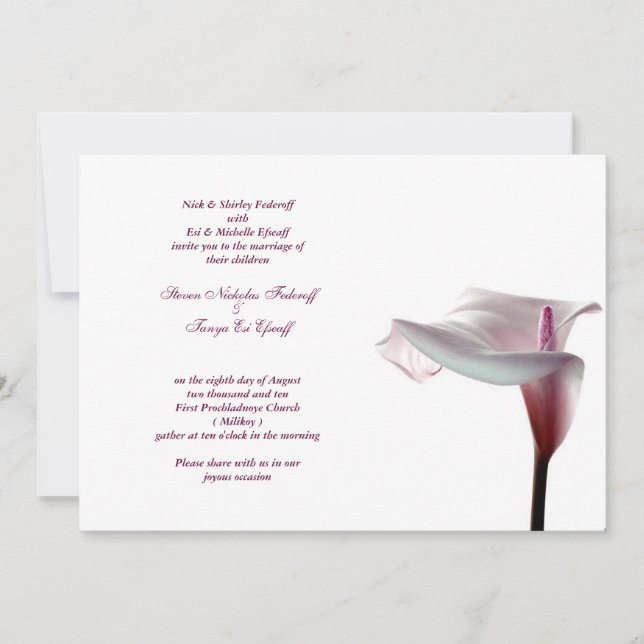 Calla Lily-bröllopsinbjudan Inbjudningar (Framsida)