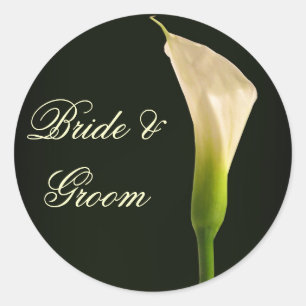 Calla Lily-bröllopsmärken Runt Klistermärke