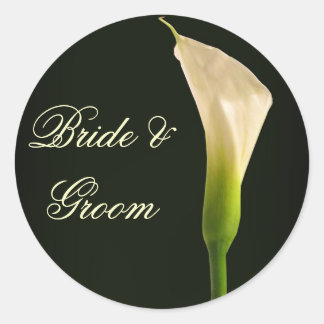 Calla Lily-bröllopsmärken Runt Klistermärke