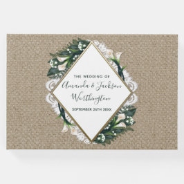 Calla Lily Burlap och Snöre Bröllop Guest Bok