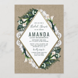 Calla Lily Burlap Snöre Inbjudningskort för möhipp