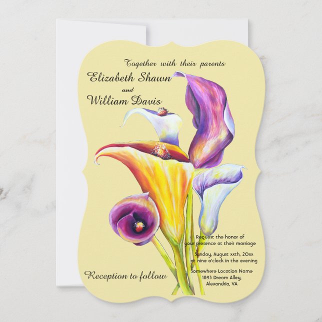 Calla Lily Classic elegant bröllop Inbjudningar (Framsida)