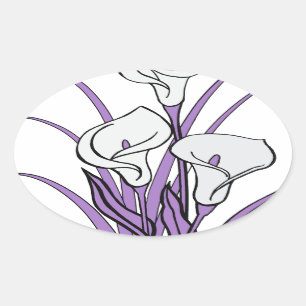Calla Lily Design Ovalt Klistermärke