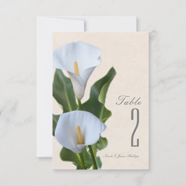 Calla Lily Flowers Blommigt Elegant Bordsnummer (Framsida)