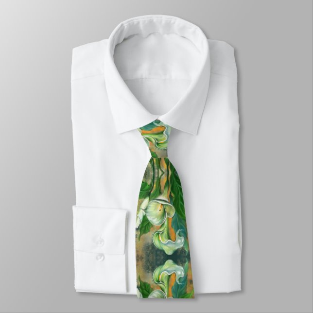 Calla Lily Flowers Neck Tie - Målning Slips (Bunden)